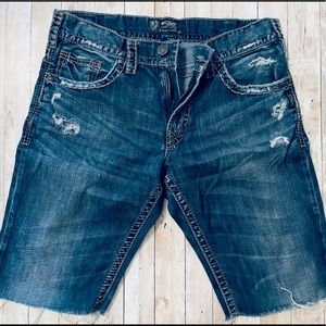 Silver Cut Off Jean Shorts